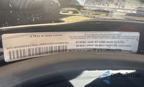 2017 Maserati Ghibli S из США, поврежденный, VIN ZAM57RTA4H1234007